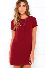 Load image into Gallery viewer, O-neck solid color short sleeve elegant straigth Loose mini dresses - winsomesboutique