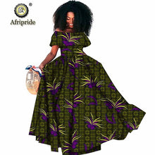 Load image into Gallery viewer, African Casual Print Maxi A-Line Off Shoulder Wax Attire Party Wedding Dress - winsomesboutique