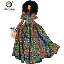 Load image into Gallery viewer, African Casual Print Maxi A-Line Off Shoulder Wax Attire Party Wedding Dress - winsomesboutique