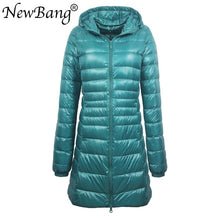 Load image into Gallery viewer, Ladies Long Warm Ultra Light Down Jacket With Portable Storage Bag Overcoats Hip-Length