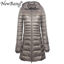 Load image into Gallery viewer, Ladies Long Warm Ultra Light Down Jacket With Portable Storage Bag Overcoats Hip-Length
