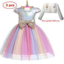 Load image into Gallery viewer, New Elsa Unicorn Dress for Girls Embroidery Ball Gown Princess Birthday Dresses - winsomesboutique