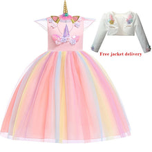 Load image into Gallery viewer, New Elsa Unicorn Dress for Girls Embroidery Ball Gown Princess Birthday Dresses - winsomesboutique