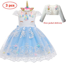 Load image into Gallery viewer, New Elsa Unicorn Dress for Girls Embroidery Ball Gown Princess Birthday Dresses - winsomesboutique