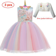 Load image into Gallery viewer, New Elsa Unicorn Dress for Girls Embroidery Ball Gown Princess Birthday Dresses - winsomesboutique