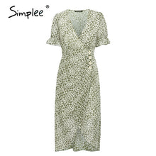 Load image into Gallery viewer, Simplee Floral Print V-Neck Short Sleeve Buttons High Waist bodycon dress - winsomesboutique