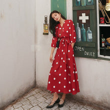 Load image into Gallery viewer, Black Polka Dot Elastic Waist Women Casual Dresses - winsomesboutique