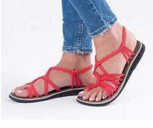 Load image into Gallery viewer, Women Flat Shoes Nylon Rope Flip Flops Sandal - winsomesboutique