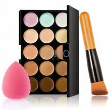 Load image into Gallery viewer, 15 Color Professional Concealer Palette Make up Set brush Sponge Puff Contouring Makeup Kit Cream Based - winsomesboutique