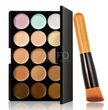 Load image into Gallery viewer, 15 Color Professional Concealer Palette Make up Set brush Sponge Puff Contouring Makeup Kit Cream Based - winsomesboutique