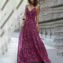 Load image into Gallery viewer, Sexy Leopard V-Neck Sleeveless Chiffon Sling Maxi Dresses - winsomesboutique