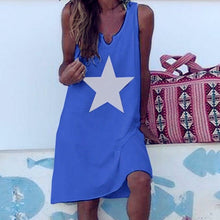 Load image into Gallery viewer, Girls Sexy Sleeveless Star Print Casual Mini Solid Loose Sundress Vestidos Plus Size 5XL Women  Dress - winsomesboutique