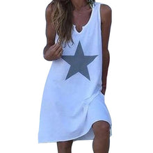 Load image into Gallery viewer, Girls Sexy Sleeveless Star Print Casual Mini Solid Loose Sundress Vestidos Plus Size 5XL Women  Dress - winsomesboutique