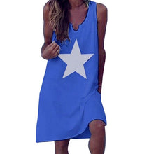 Load image into Gallery viewer, Girls Sexy Sleeveless Star Print Casual Mini Solid Loose Sundress Vestidos Plus Size 5XL Women  Dress - winsomesboutique