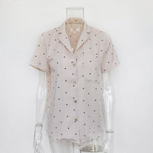 Load image into Gallery viewer, Lady Polka Dot Long Sleeve Turn Down Collar Pocket Cotton Casual Shirts