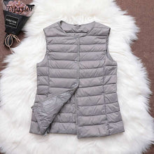 Load image into Gallery viewer, Ultra Light White Duck Down Women Vest  V Collar Or O Collar Coat