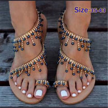 Load image into Gallery viewer, Women sandals summer flat pearl sandals flip flops rome shoes string bead slippers mujer gladiator sandalias sapatos femininos - winsomesboutique