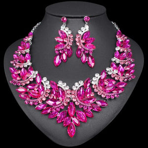 Fashion Crystal Necklace Earrings Set - winsomesboutique