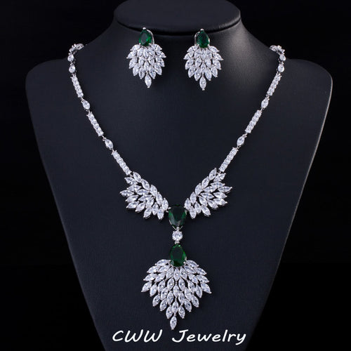 Green Zirconia Rhinestone Fashion Jewelry Sets - winsomesboutique