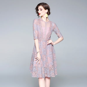 Double-color Lace Dress - winsomesboutique