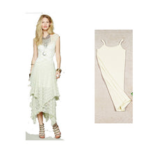 Load image into Gallery viewer, White Lace Asymmetrical Backless Plus Size Long Dresses - winsomesboutique
