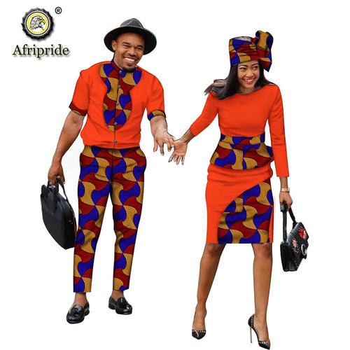 Women Dresses + Men Clothing Set Dashiki Shirts Ankara Casual Wear - winsomesboutique