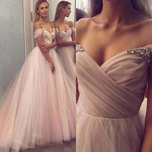 Boat Neck Off The Shoulder Long Formal Dresses - winsomesboutique