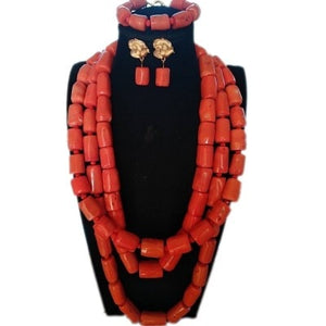 100% Original Coral Beads Jewelry Set 3 Layers - winsomesboutique