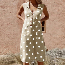 Load image into Gallery viewer, Plus Size Maxi Long Midi Sleeveless Loose A Line Polka Dot Dresses - winsomesboutique
