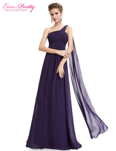 A-line One Shoulder Royal Blue Long Evening Dresses - winsomesboutique