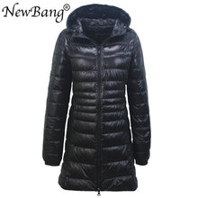 Load image into Gallery viewer, Ladies Long Warm Ultra Light Down Jacket With Portable Storage Bag Overcoats Hip-Length
