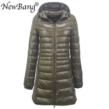 Load image into Gallery viewer, Ladies Long Warm Ultra Light Down Jacket With Portable Storage Bag Overcoats Hip-Length
