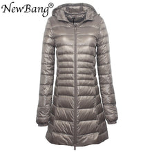 Load image into Gallery viewer, Ladies Long Warm Ultra Light Down Jacket With Portable Storage Bag Overcoats Hip-Length
