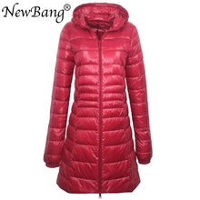 Load image into Gallery viewer, Ladies Long Warm Ultra Light Down Jacket With Portable Storage Bag Overcoats Hip-Length
