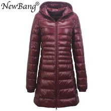 Load image into Gallery viewer, Ladies Long Warm Ultra Light Down Jacket With Portable Storage Bag Overcoats Hip-Length
