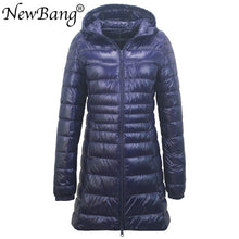 Load image into Gallery viewer, Ladies Long Warm Ultra Light Down Jacket With Portable Storage Bag Overcoats Hip-Length
