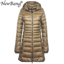 Load image into Gallery viewer, Ladies Long Warm Ultra Light Down Jacket With Portable Storage Bag Overcoats Hip-Length
