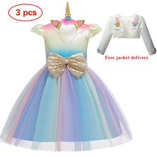 Load image into Gallery viewer, New Elsa Unicorn Dress for Girls Embroidery Ball Gown Princess Birthday Dresses - winsomesboutique
