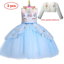 Load image into Gallery viewer, New Elsa Unicorn Dress for Girls Embroidery Ball Gown Princess Birthday Dresses - winsomesboutique
