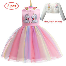 Load image into Gallery viewer, New Elsa Unicorn Dress for Girls Embroidery Ball Gown Princess Birthday Dresses - winsomesboutique
