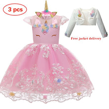 Load image into Gallery viewer, New Elsa Unicorn Dress for Girls Embroidery Ball Gown Princess Birthday Dresses - winsomesboutique
