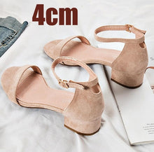 Load image into Gallery viewer, Beige Black Gladiator Summer Office High Heels Shoes - winsomesboutique
