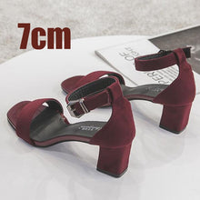 Load image into Gallery viewer, Beige Black Gladiator Summer Office High Heels Shoes - winsomesboutique
