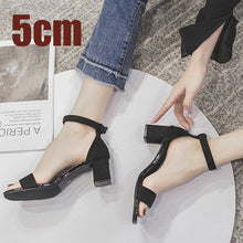 Load image into Gallery viewer, Beige Black Gladiator Summer Office High Heels Shoes - winsomesboutique
