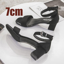 Load image into Gallery viewer, Beige Black Gladiator Summer Office High Heels Shoes - winsomesboutique
