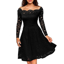Load image into Gallery viewer, White Lace Long Sleeve A-line Slash Neck Plus Size S-3XL Wedding Party Casual Dress - winsomesboutique
