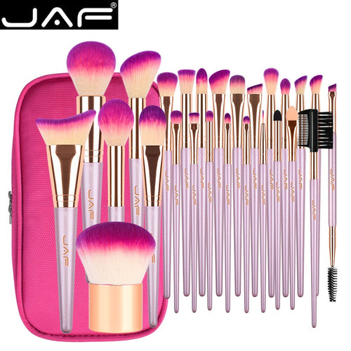 JAF 26pcs Professional Studio Synthetic Quality Gold Makeup Brush Set with Zipper Case Travel Cosmetic Bag - winsomesboutique