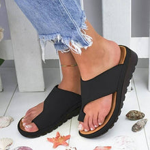 Load image into Gallery viewer, PU Leather Comfy Platform Flat Sole Ladies Sandal - winsomesboutique
