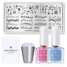 Load image into Gallery viewer, BORN PRTTY 5Pcs Nail Art Kit  with Stamping Plates Stamper Scraper White Black Nail Printing Varnish - winsomesboutique
