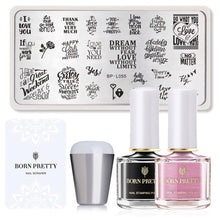 Load image into Gallery viewer, BORN PRTTY 5Pcs Nail Art Kit  with Stamping Plates Stamper Scraper White Black Nail Printing Varnish - winsomesboutique
